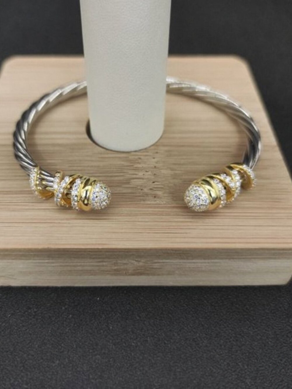 David Yurman - Silver - 4mm Twisted Knot Diamond Bracelet